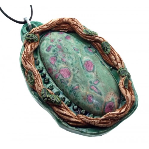 Ceramic Ring Branch with Ruby Fuchsite Wall Art 30